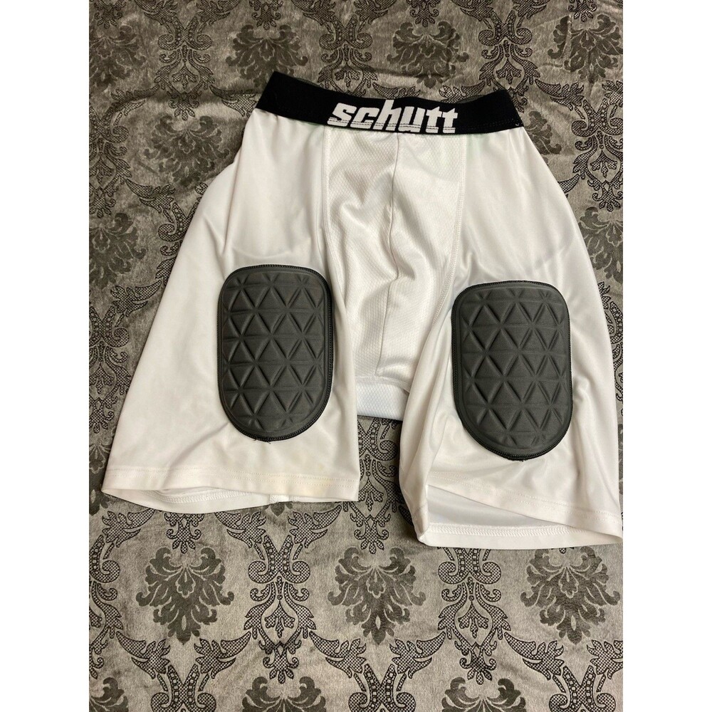 Schutt Padded Football Girdle Shorts w/ Thigh Pads Size Large White/Black